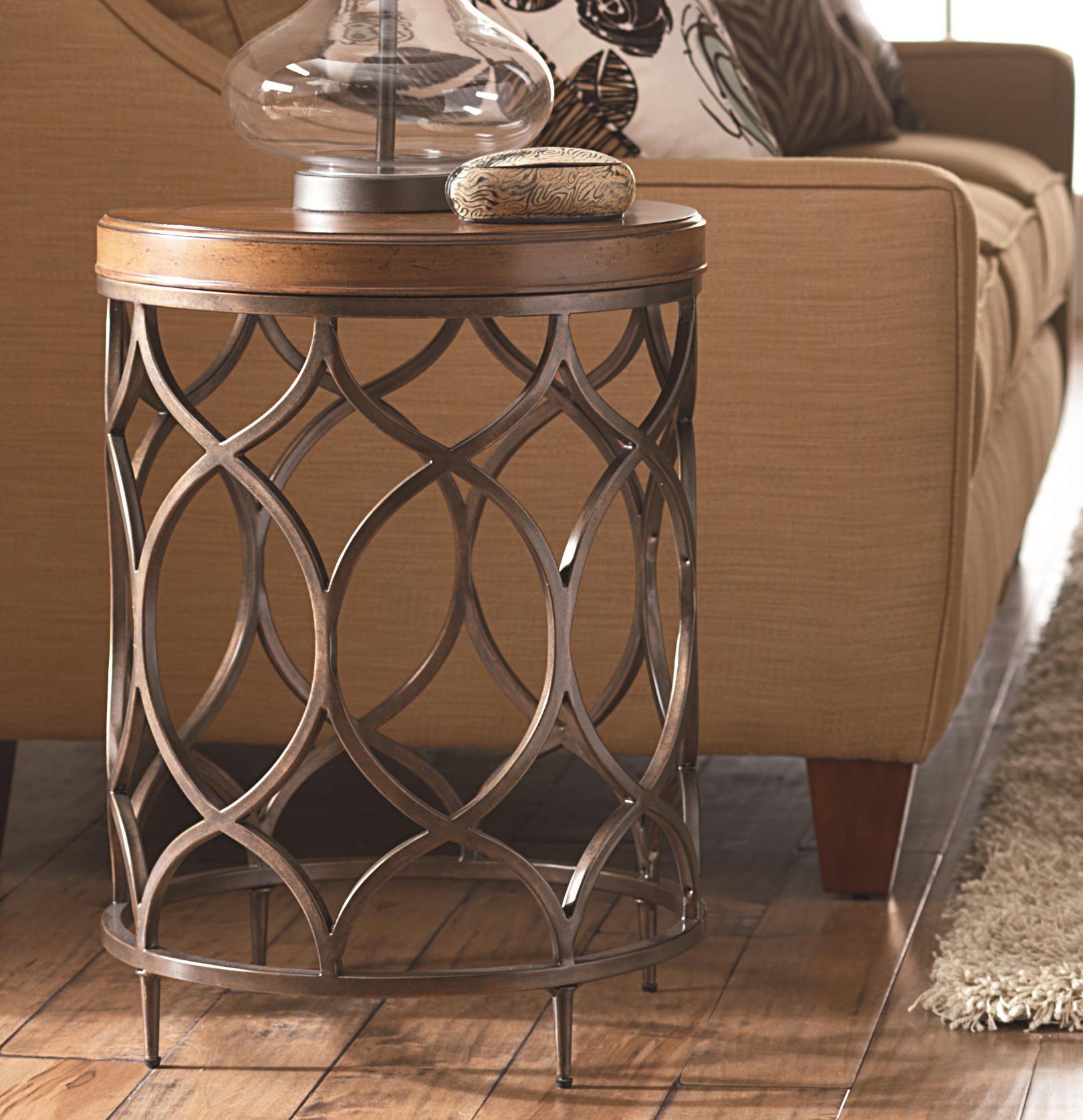 Hammary Hidden Treasures Round Lamp Table with Decorative Bronze